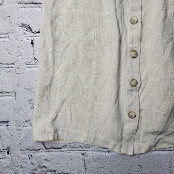 Topshop Beige Tan Linen Blend Button Accent Sleeveless Dress NWT Size US 6 - Picture 5 of 13